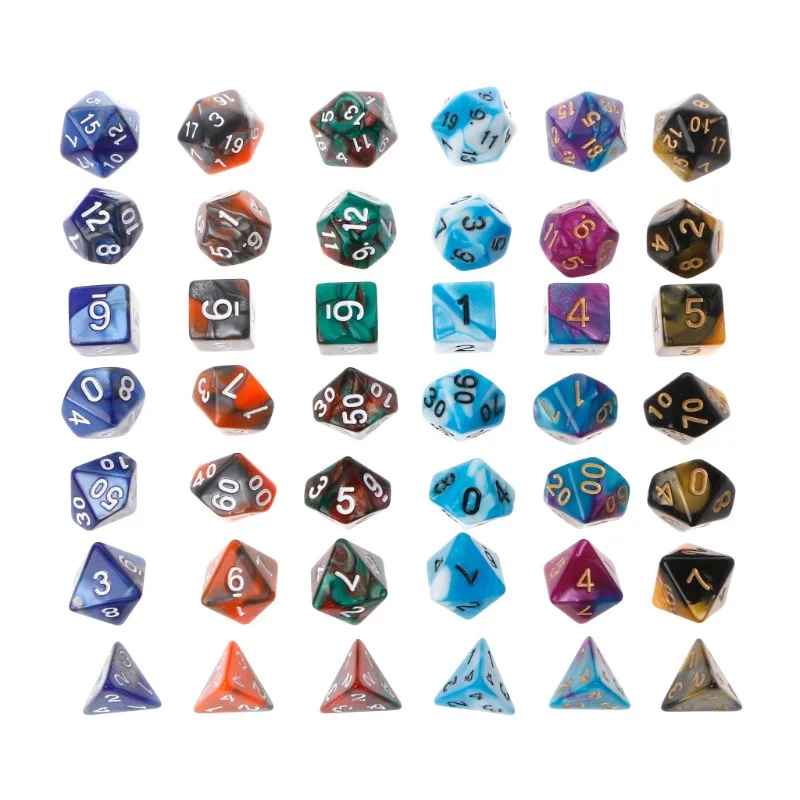 

7pc/lot Dice Set Creative RPG Game D4,D6,D8,D10,D%,D12,D20 Dice Digital Board Game Suit Multifaceted Dice