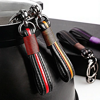 

20pcs Fashion metal and leather car keychain key ring for Volkswagen Honda Toyota Kia BMW Audi Mercedes keychain braided rope
