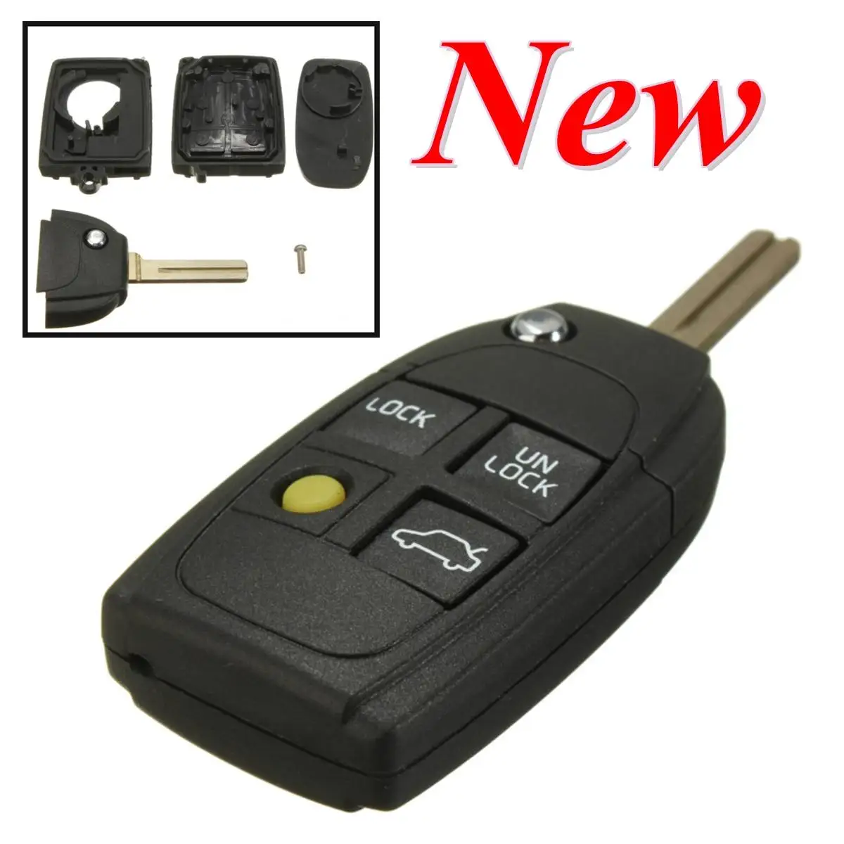 

1pcs 4 Buttons Remote Flip Folding Key Shell Case Fob Keyless For Volvo V70 C70 XC70 XC90 V50 V70 V90 S40 S60 S70 Replacement