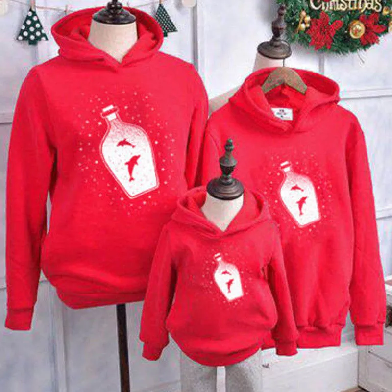 Рождественские свитшоты для всей семьи женские толстовки с капюшоном пуловер Топы с длинными рукавами