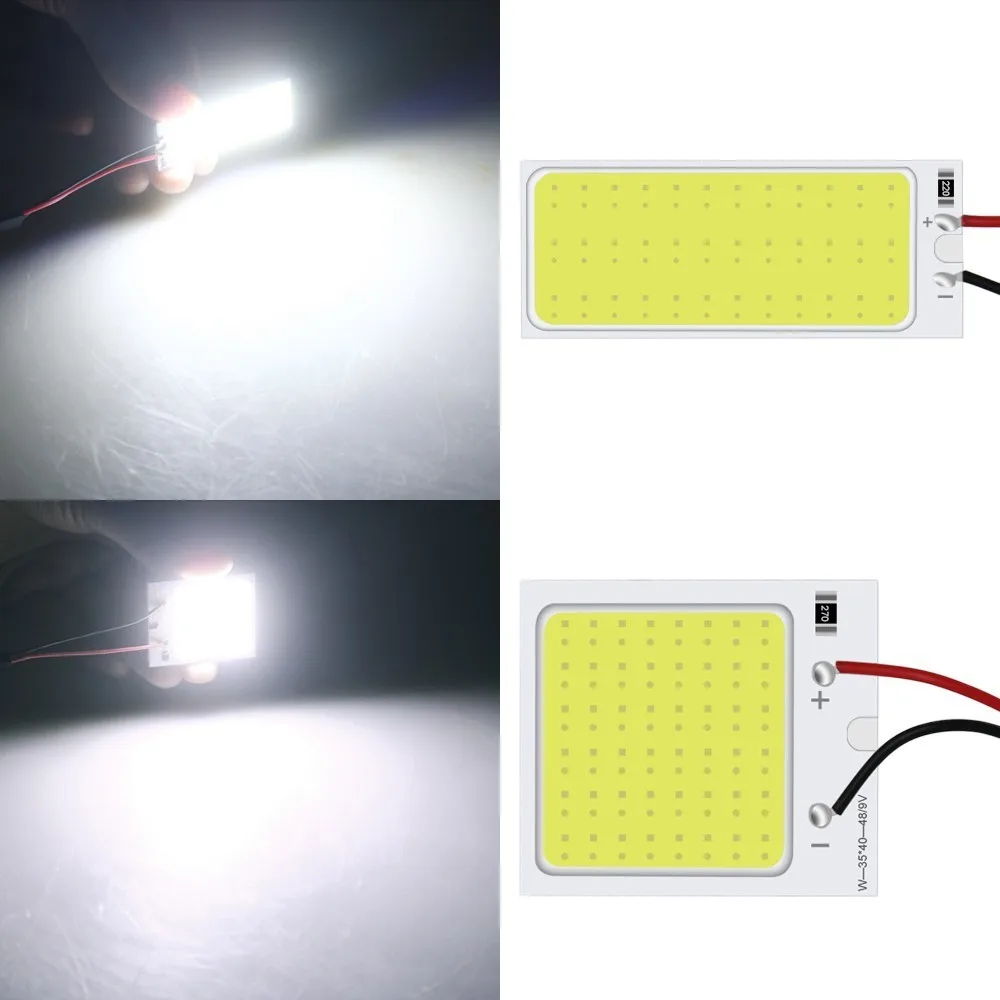 

2 PCS T10 W5W C5W 18 24 36 48Smd Cob Led Panel Car Auto Reading Map Lamp Panel light Dome Festoon BA9S 3 Adapter Car Led