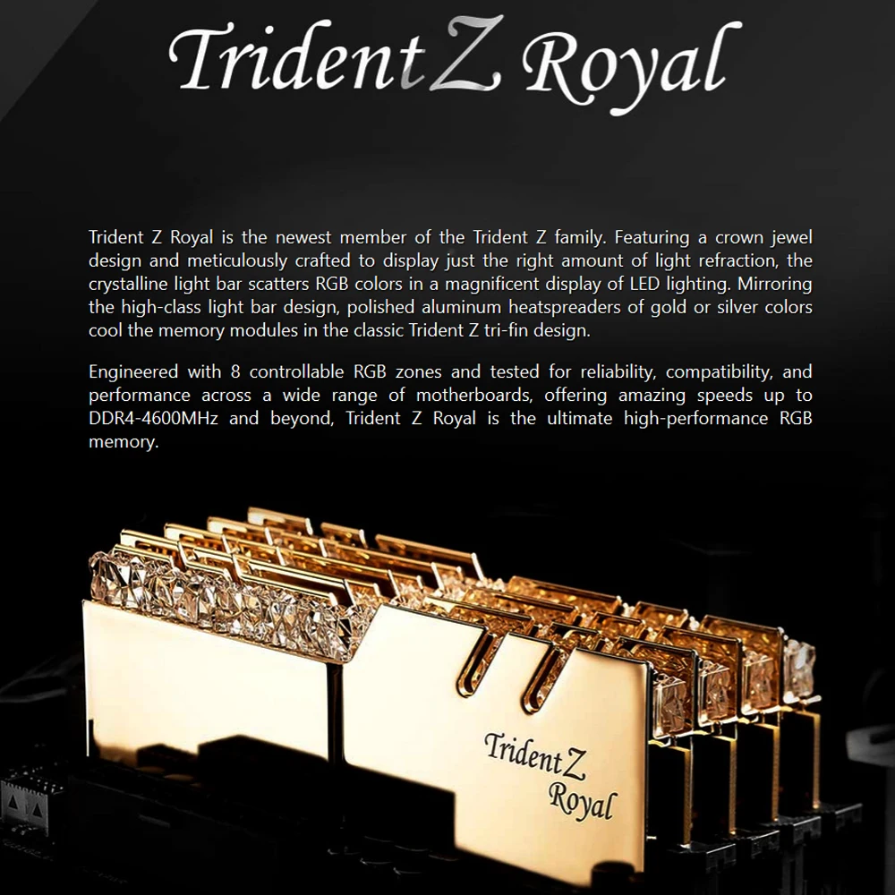 G. SKILL Trident Z Royal Series высококлассная rgb-память DDR4 16G(8Gx2) 3000MHz(F4-3000C16D-16GTRS