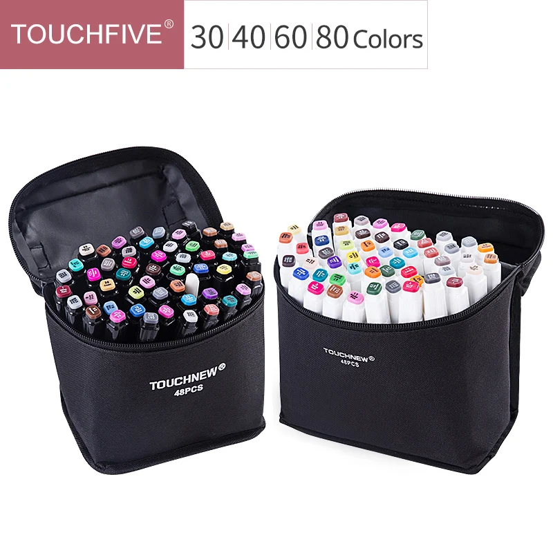 Touchfive 30/40/60/80 Цвета Арт Набор маркеров с двумя головками для рисования ручка