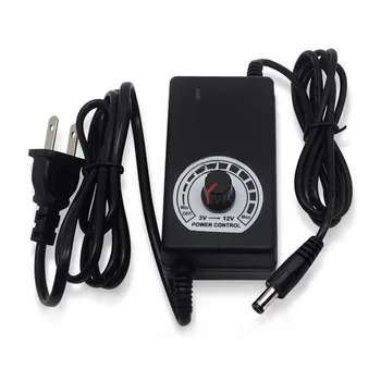 

24W 2A 3-12V AC/DC Adjustable Power Adapter US Plug Supply Adapter Motor Speed Control Parts for Monitor LED Light