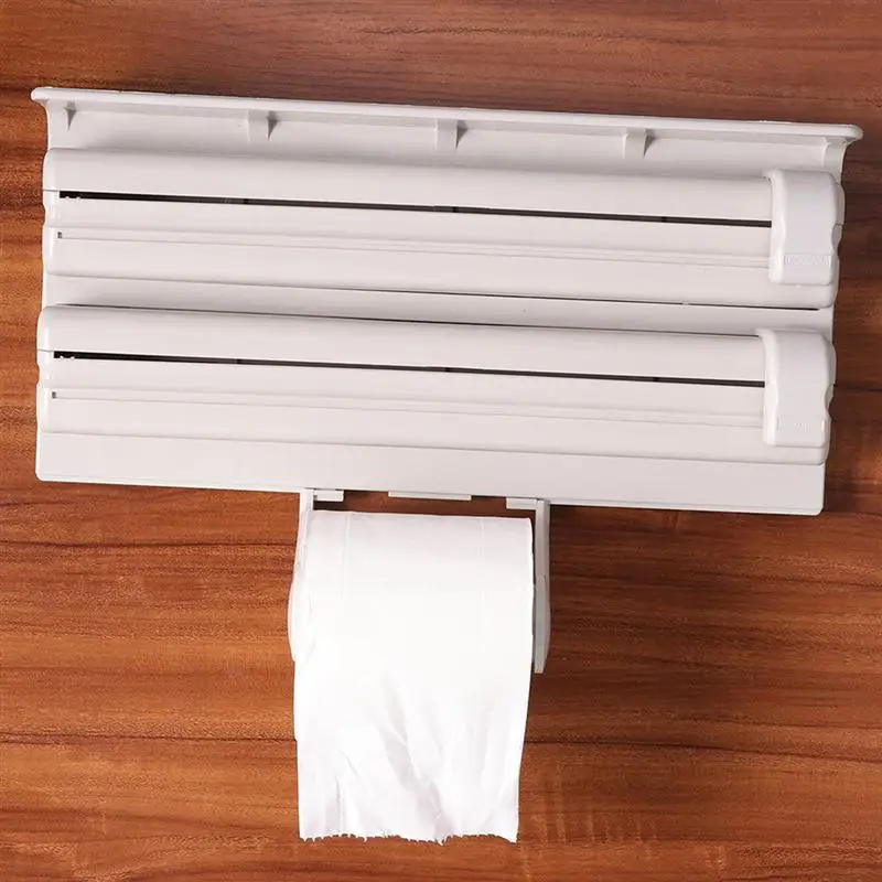 

1PCS Kitchen Paper Towel Holder Triple-layer Plastic Portable Slicer Wrap Holder Roll Paper Shelf Tin Paper Holder
