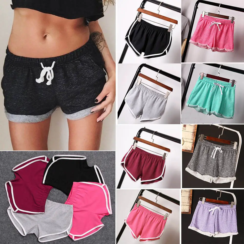

NEW Women Running Sports Shorts Gym Jogging Waistband Summer Sexy Shorts Summer Silk Slim Beach Casual White Egde Shorts
