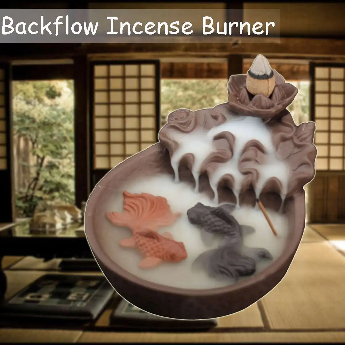 Ceramic Fish Backflow Incense Burner Incense Stick Holder Zen Buddhist Censer Meditation Crafts