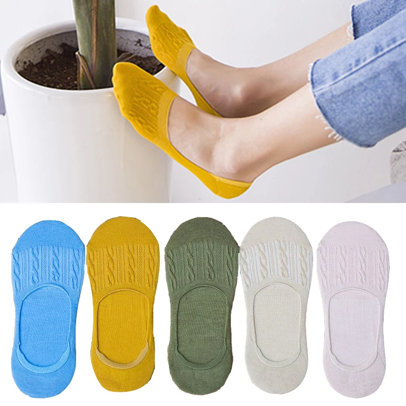 

Hot 2018 Elastic Cotton Strip Flowers Women Socks Non-slip Casual Low Candy Colors Ankle Boat Socks