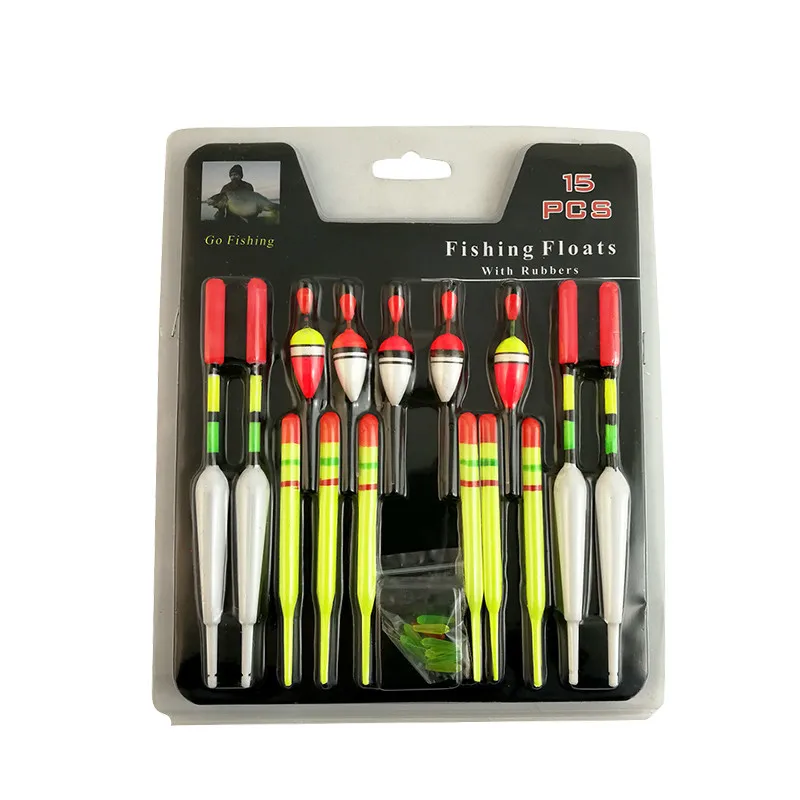 

15Pcs Mix Size Color Ice Fishing Float Bobber Set Vertical Buoy Sea Slip Drift Tube Fishing Accessories For Most Type Of Angling