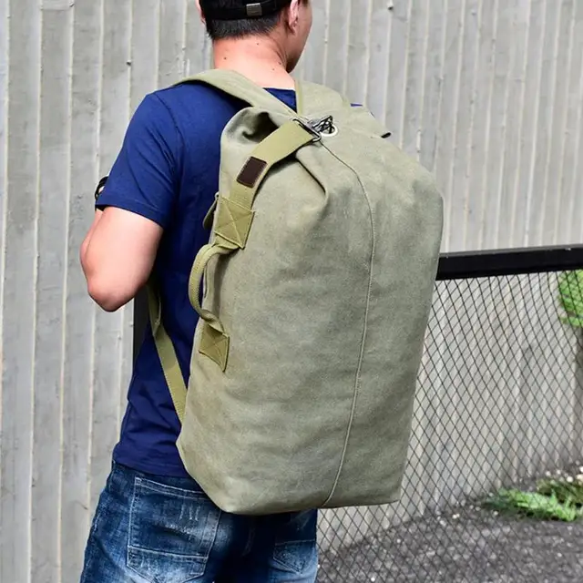 US $15.90 Military Tactical Canvas Backpack Men Male Big Durable Army Bucket Bag Outdoor Sports Duffle Should