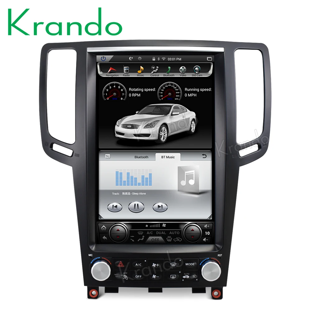 Top Krando Android 7.1 12.1" Tesla Vertical car audio radio player for Infiniti G25 G35 G37 gps navigation multimedia system 3