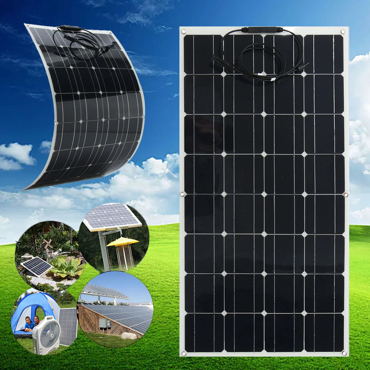 

KINCO 2Pcs/Set SP-37 18V/100W Semi-Flexible Solar Panel Monocrystalline Silicon Solar System Power Supply For Car Battery