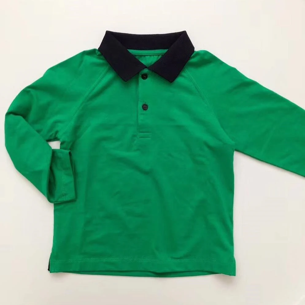 kid polo shirts green long sleeve cotton polo shirt for children boys fashion Spring tops