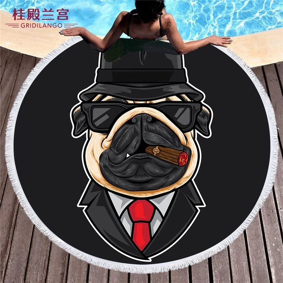 

GRIDILANGO Animal Print Round Beach Towel For Adult Kids Quickly Absorbtable Swimming Travel Outdoor Home Yoga Mat Bath Towel