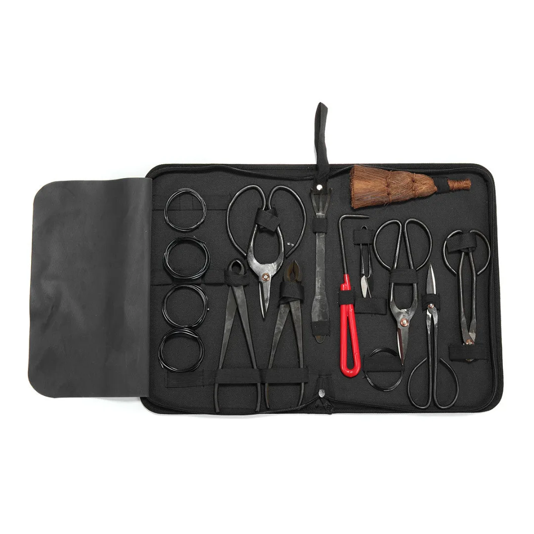 Mayitr 10Pcs Bonsai Tool Set Carbon Steel Extensive Cutter Scissors Kit With Nylon Case For Garden Pruning Tools