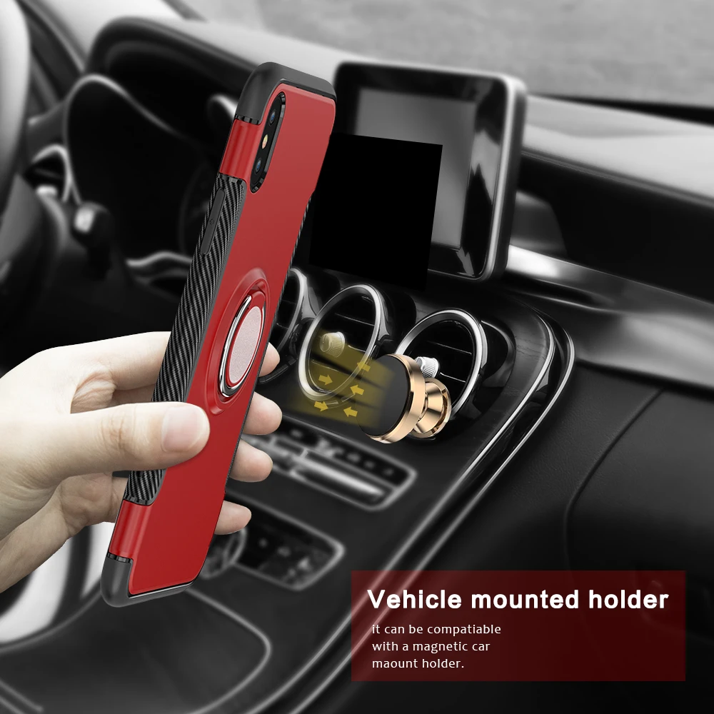 

KISSCASE Cases For iPhone X XR XS Max Cool Armor Case For iPhone 6 6s 7 8 Plus Ring Holder Phone Protective Car Holder Coques