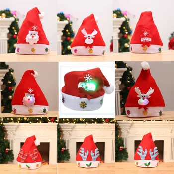 

Hot Kids Adult LED Christmas Hat Santa Claus Reindeer Snowman Xmas Gifts Cap Bonnet De Noel Adulte Santa Claus Hat Christmas Cap