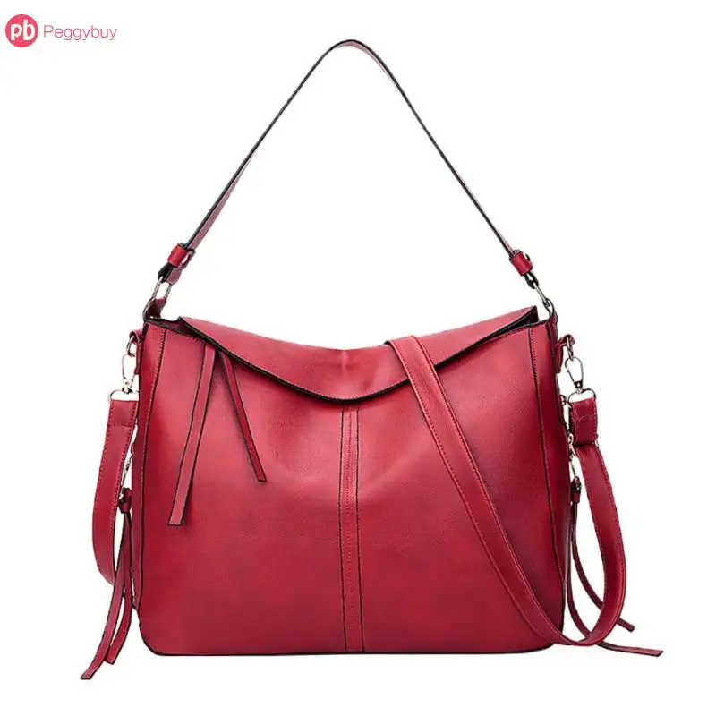 

1pcs Elegant Shoulder Bag Soft Leather Women Large Totes Handbags Sling Crossbody Messenger Bags 35x30x13cm