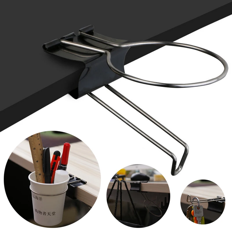 

Stainless Steel Creative Desk Table Stand Storage Rack Office/Home Drink Cup Holder Clip Black