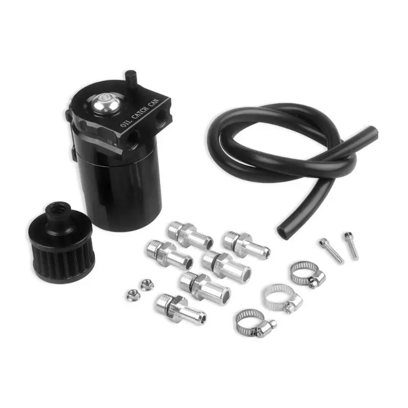 

Aluminum Engine Oil Catch Can Petrol Diesel Turbo Tank Reservoir Breather Filter Kit