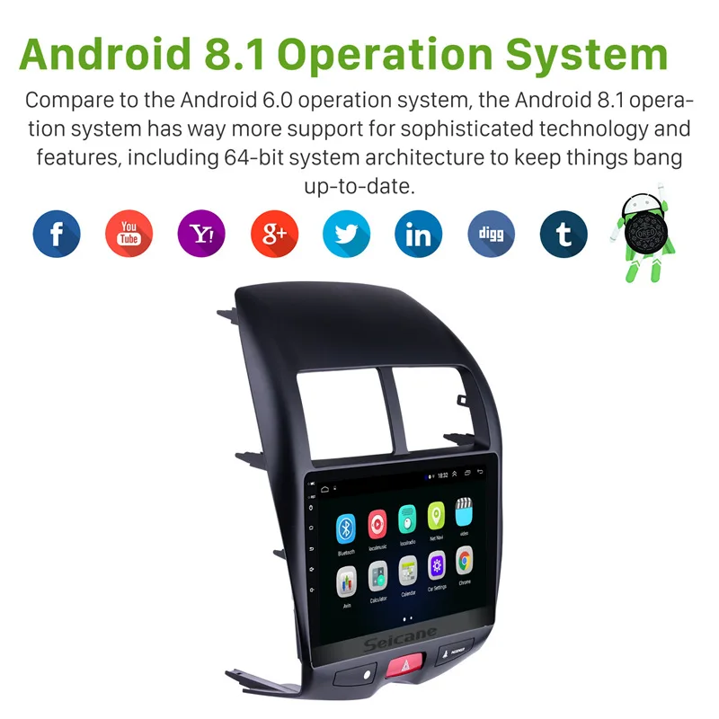 Цена Seicane 2 din автомагнитола Мультимедиа Видео плеер навигация font b gps b font Android 8,1 для 2010 2011 2012 2015 Mitsubishi ASX peugeot 4008