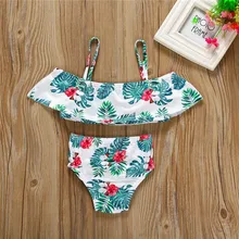 От 1 до 6 лет, детская спортивная одежда с цветочным рисунком для маленьких девочек, купальный костюм, комплект бикини, танкини для купания, комплект из двух предметов