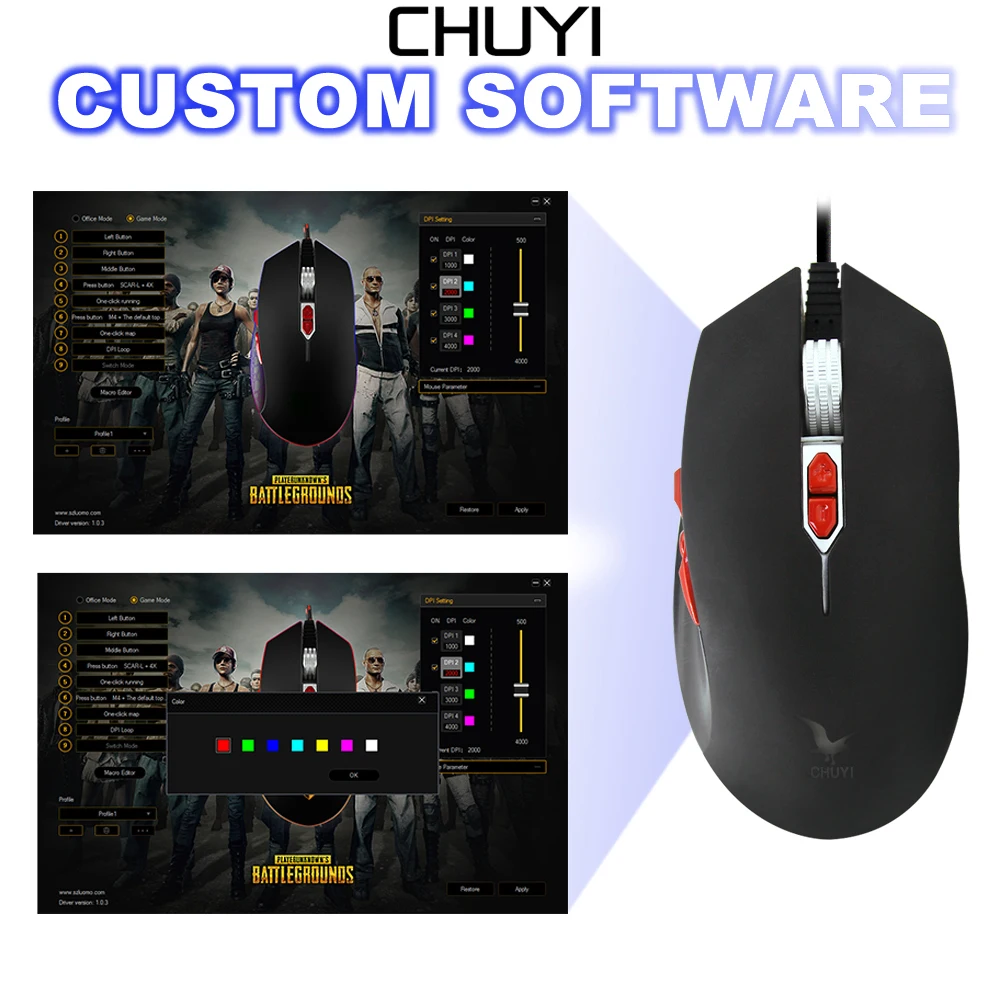 

CHUYI Professional Wired Gaming Mouse 8 Buttons 4000DPI Optical Computer USB Mice Game Cool LED Gamer Mause For LOL DOTA2 Laptop