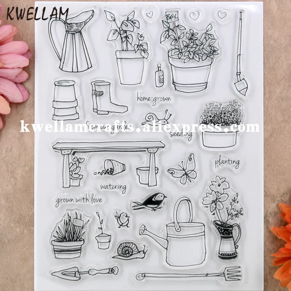 

Grown With Love Garden Flowers Scrapbook DIY photo cards rubber stamp clear stamp transparent stamp 14x18cm KW8122906