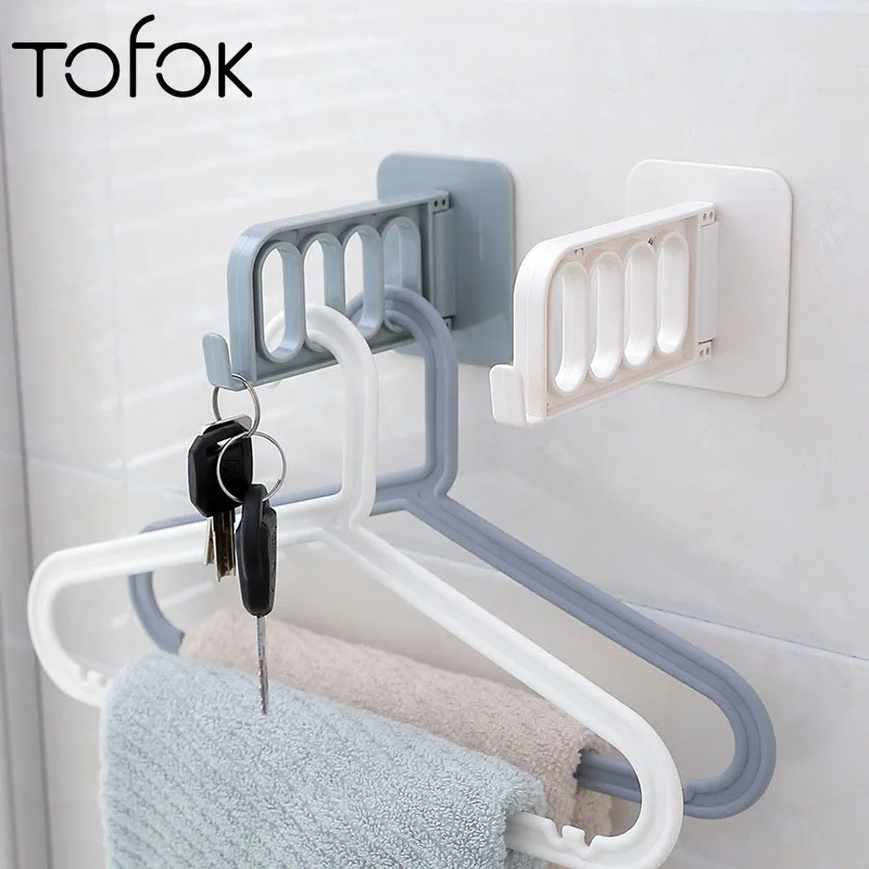Tofok 4 отверстия многоцелевой сильный самоклеющиеся стены для вешания пальто Ключи Вешалка для одежды крюк для хранения Hoom ветрозащитный