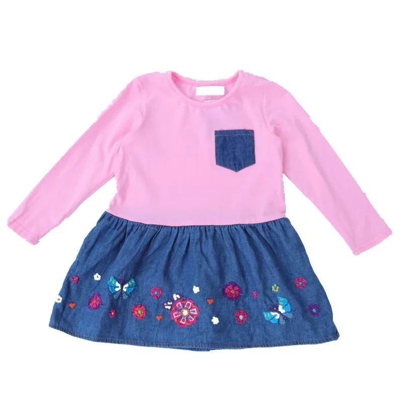 

spring baby girl denim dress cotton embroidery flower kids dresses for girls dress casual children school clothes boutiques