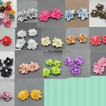 DIY 10 шт. атласная лента цветок с хрустальными бусинами Аппликации~ ремесло/отделка