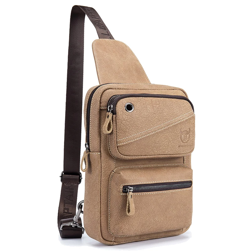 

Bullcaptain Chest Bag Men Clasp Genuine Leather Bag Messenger Bag Fashion Men'S Bags Genuine