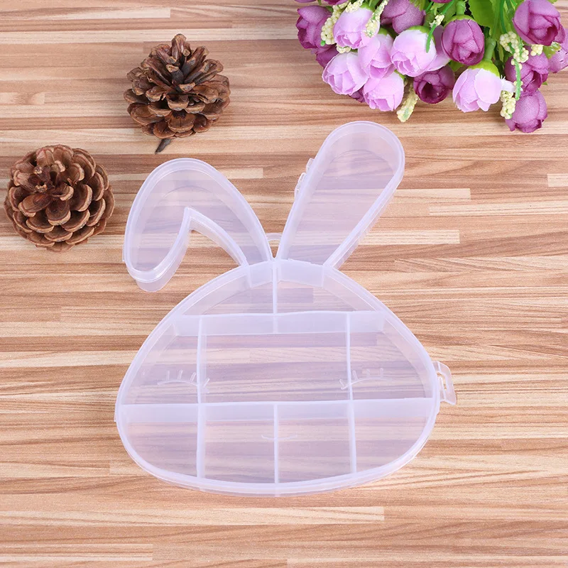 

Plastic Rabbit Violin Shaped Storage Box Case Organizer Display Jewelry Ring Earrings Bead Makeup Clear Storage Boxes Holder