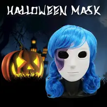 Unisexe Masque De cosplay Jeu Sombre карнавальный для Хэллоуина Masque ужасный аксессуар Cadeau с синий парик