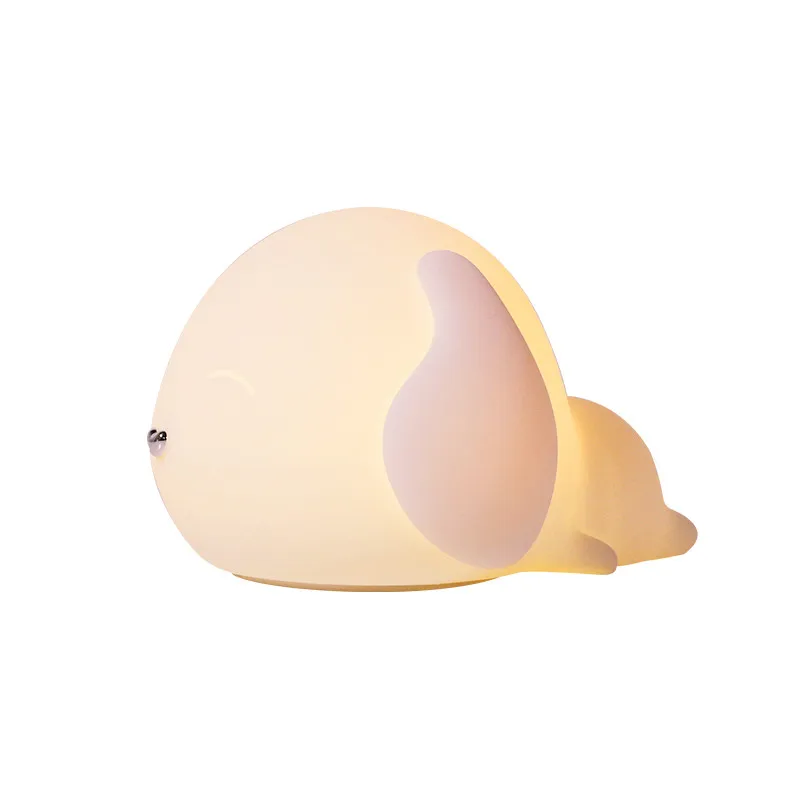 

Pat Small Lazy Dog Night Light Colorful Dimmable Led Night Light Lamp Silicone Puppy Cartoon For Baby Children Kids Gift
