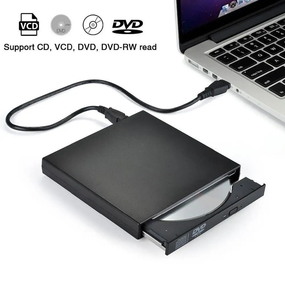 

External DVD ROM Optical Drive USB 2.0 CD/DVD-ROM CD-RW Player Burner Slim Portable Reader Recorder for Laptop