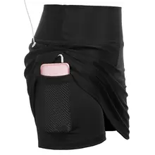 Эластичная юбка-брюки с эластичным поясом и сетчатыми шортами с открытым накладным карманом