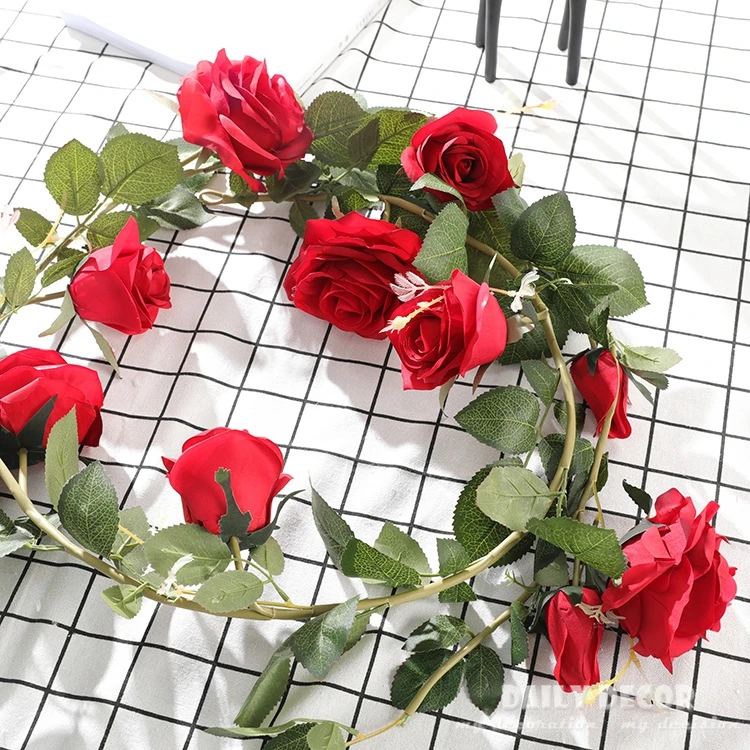 Здравствуйте-Q 1,8 м шелковые цветы искусственные розы лозы искусственный цветок Роза полосы свадебные декоративные цветы украшения дома 6