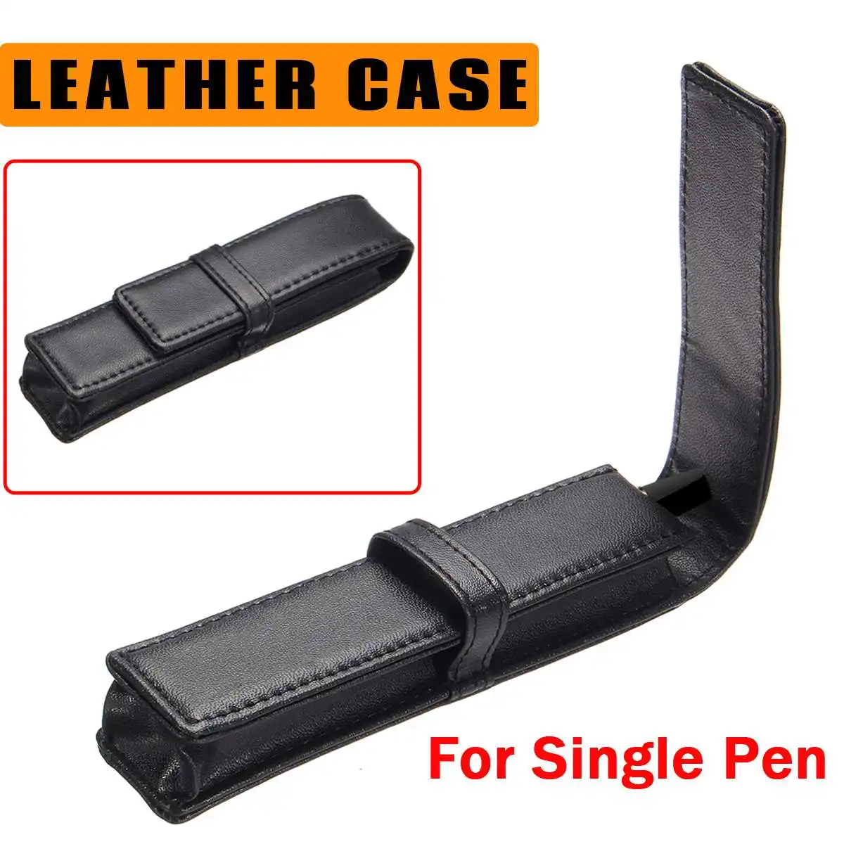

Kicute Business Luxury Black Leather Affairs Pen Pencil Case Fountain Pen Case Storage For Single Pen Office School Supplies