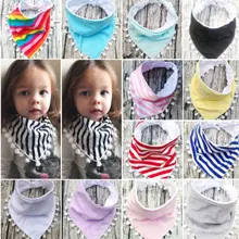 Для маленьких мальчиков девочек слюны Полотенца бандана-нагрудник Треугольники дети платок Горячее предложение хлопка полоса Карамельный цвет нагрудник