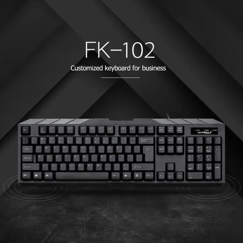 

2019 Office Business Keyboard 104 Keys 3-Color Backlit Waterproof Wired Gaming Keyboard for Tablet Desktop FK-102 Black