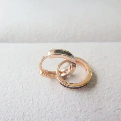 

Solid 18K Rose Gold Hoop Earrings 1.9mm Black Enamel Hoop Earrings 10mm Dia.