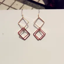 

URORU Simple Shape Geometric Earrings for Women Trendy Earring Silver 925 Fashion Square Drop Earrings Jewelry 2018