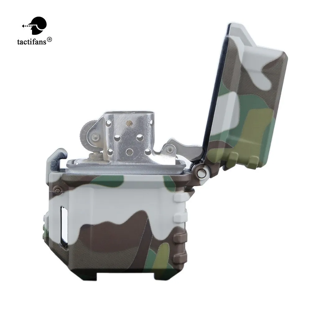 Military Zippo-style Lighter Insert Case One-hand Operated Fiber Nylon Camo EDC MOLLE  Tactical Hunting Paintball Accessories