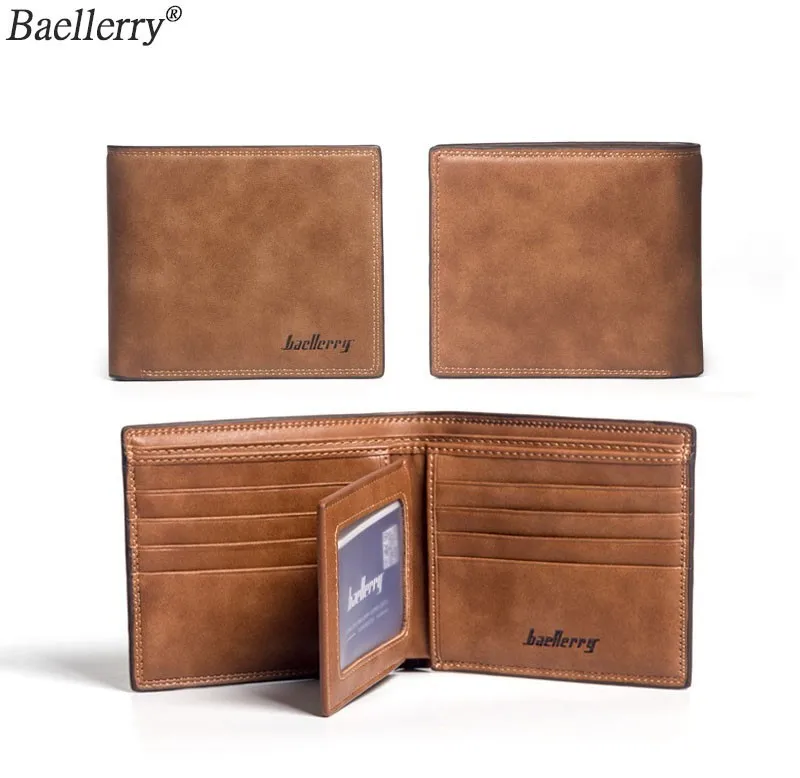 

Free Shipping Small Leather Purse Short Solid Color men wallets Multi Pocket Folding Wallet Male Clutch Bags Credit Card Holder