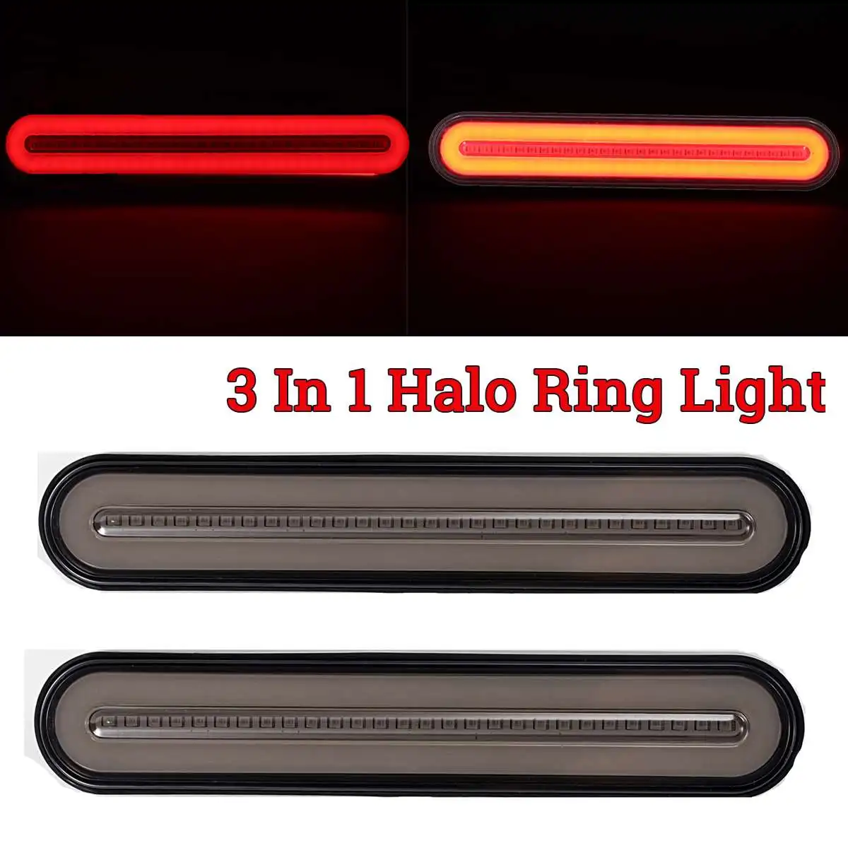 

2/4x Waterproof LED Trailer Truck Brake Light Neon Halo Ring Tail & Brake Stop Turn Light Sequential Flowing Signal Light Lamp