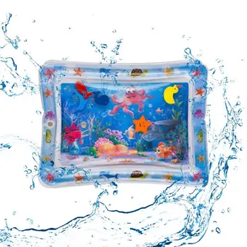 

1PC Inflatable Baby Water Mat Fun Activity Play Center with 6 Movable Small Animals Tummy Time Play Mat for Sensory Stimulation