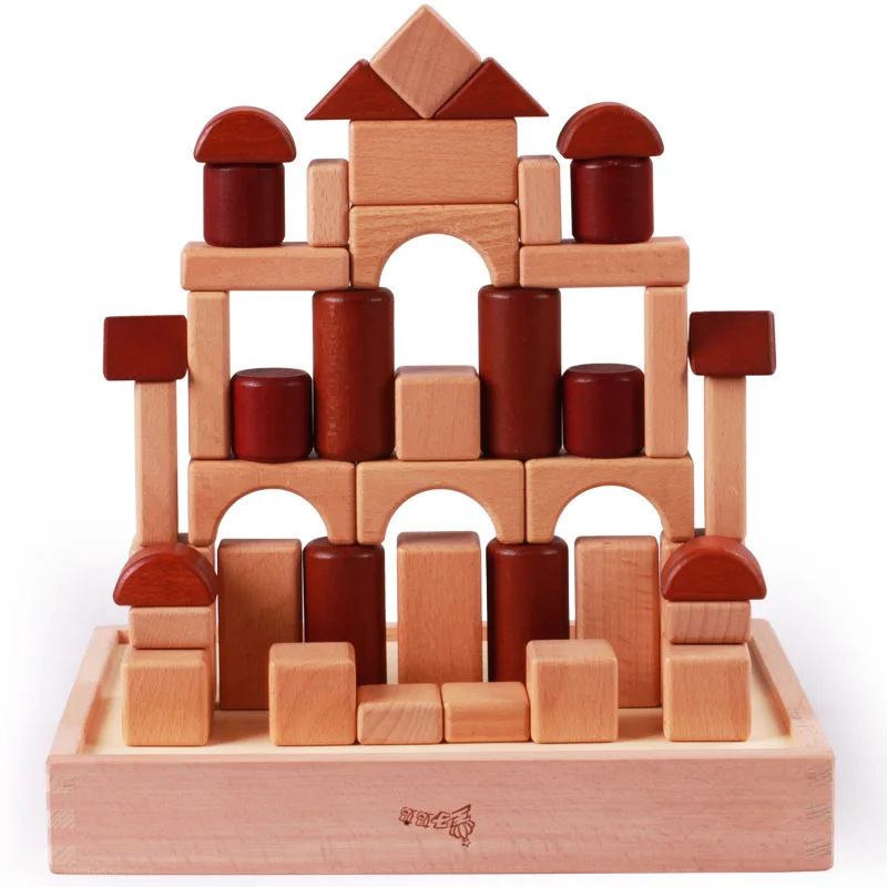 

46pcs Beech building blocks