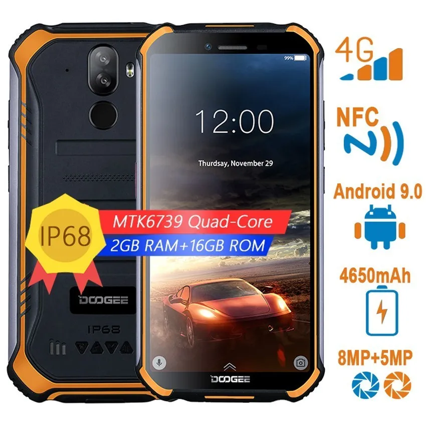 DOOGEE S40 lite 4G прочный смартфон Android 9 0 5 &quot4 ядра мобильный телефон 2 Гб + 16 8.0MP