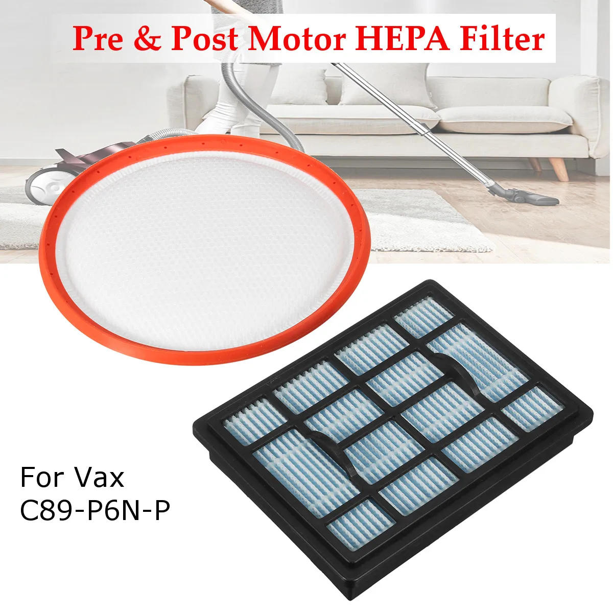 

KROAK Pre & Post Motor HEPA Filter For Vax Power 6 C89-P6N-P Vacuum Cleaner Hoover Filter Pad